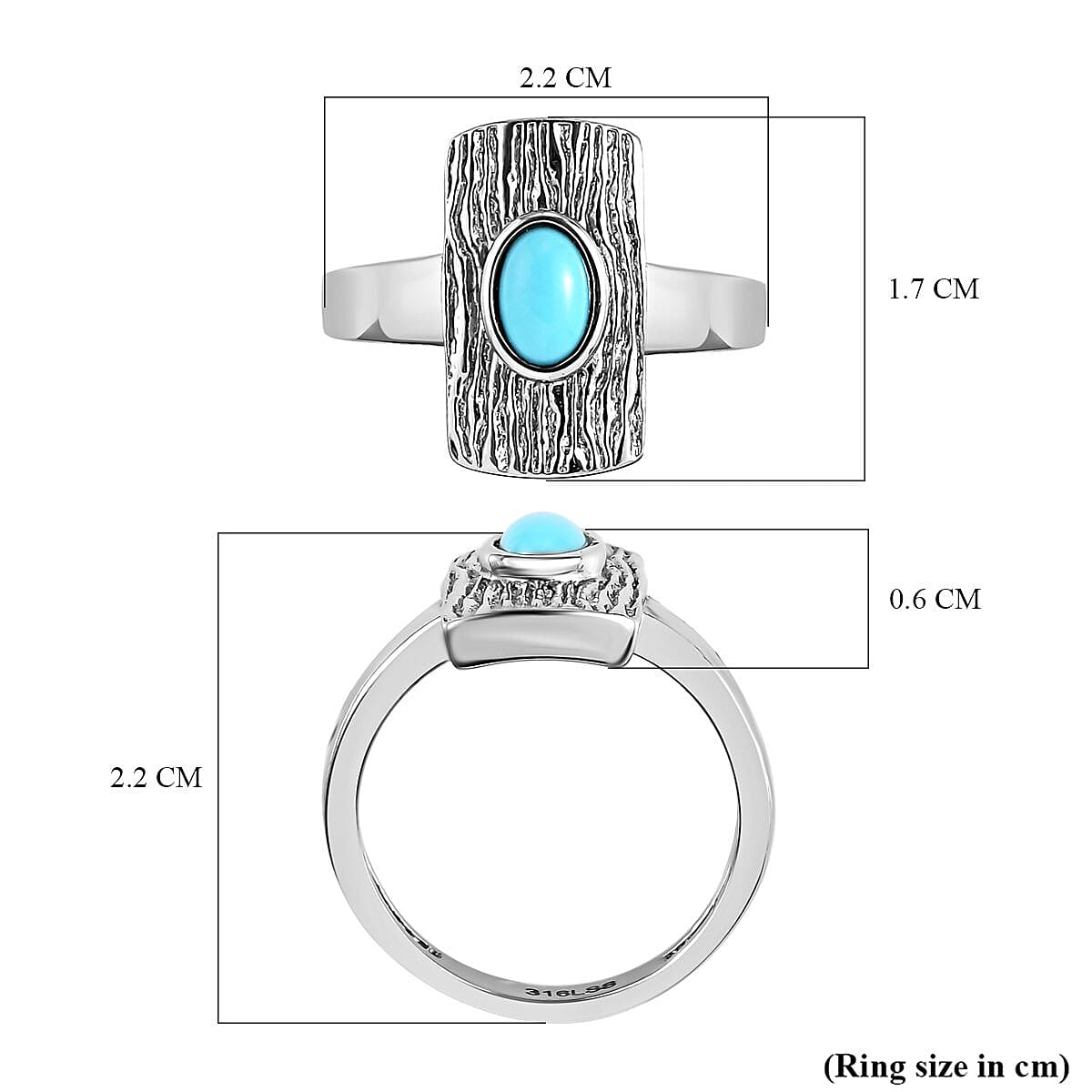 Arizona Sleeping Beauty Turquoise Solitaire Ring in Stainless Steel