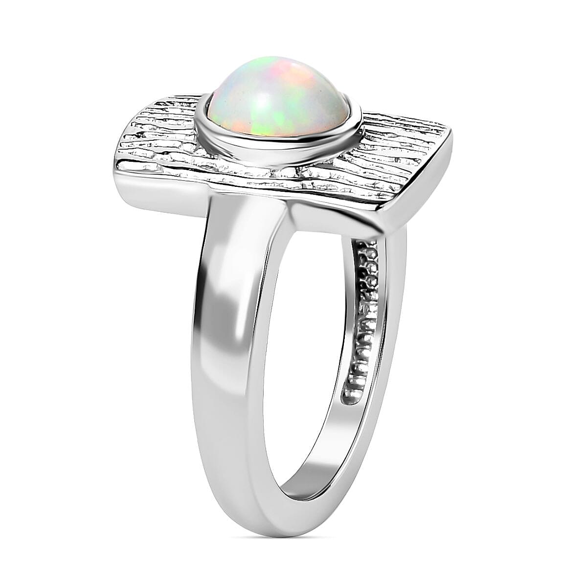 Vintage Stainless Steel Rotating Sun Opal Ring