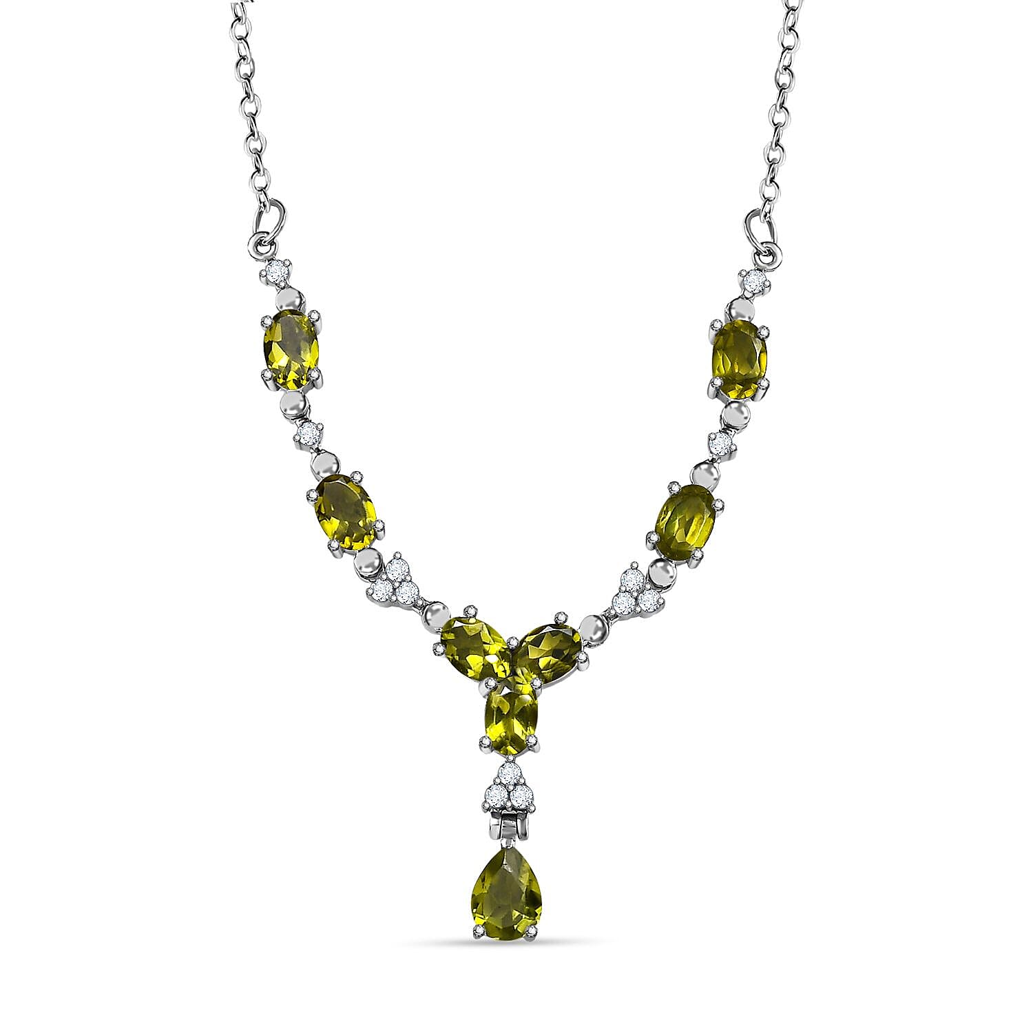 Hebei Peridot and Natural Zircon Necklace (Size - 20)