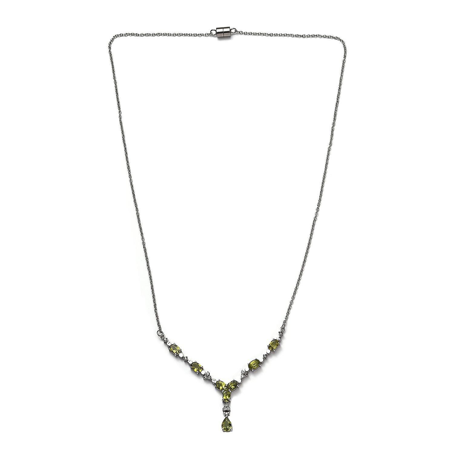 Hebei Peridot and Natural Zircon Necklace (Size - 20)