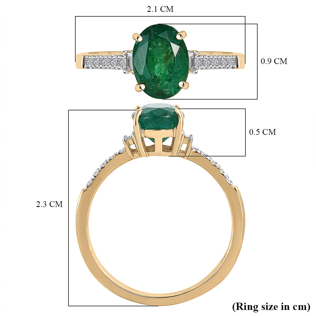 9K Yellow Gold AAA Gemfields Emerald and Diamond Ring 1.27 Ct. 9K Yellow Gold AAA Gemfields Emerald and Diamond Ring 1.27 Ct.