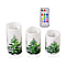 Set of 3 - Homesmart Snow Tree Pattern LED 12 Colour Change Candle with Remote - White & Green