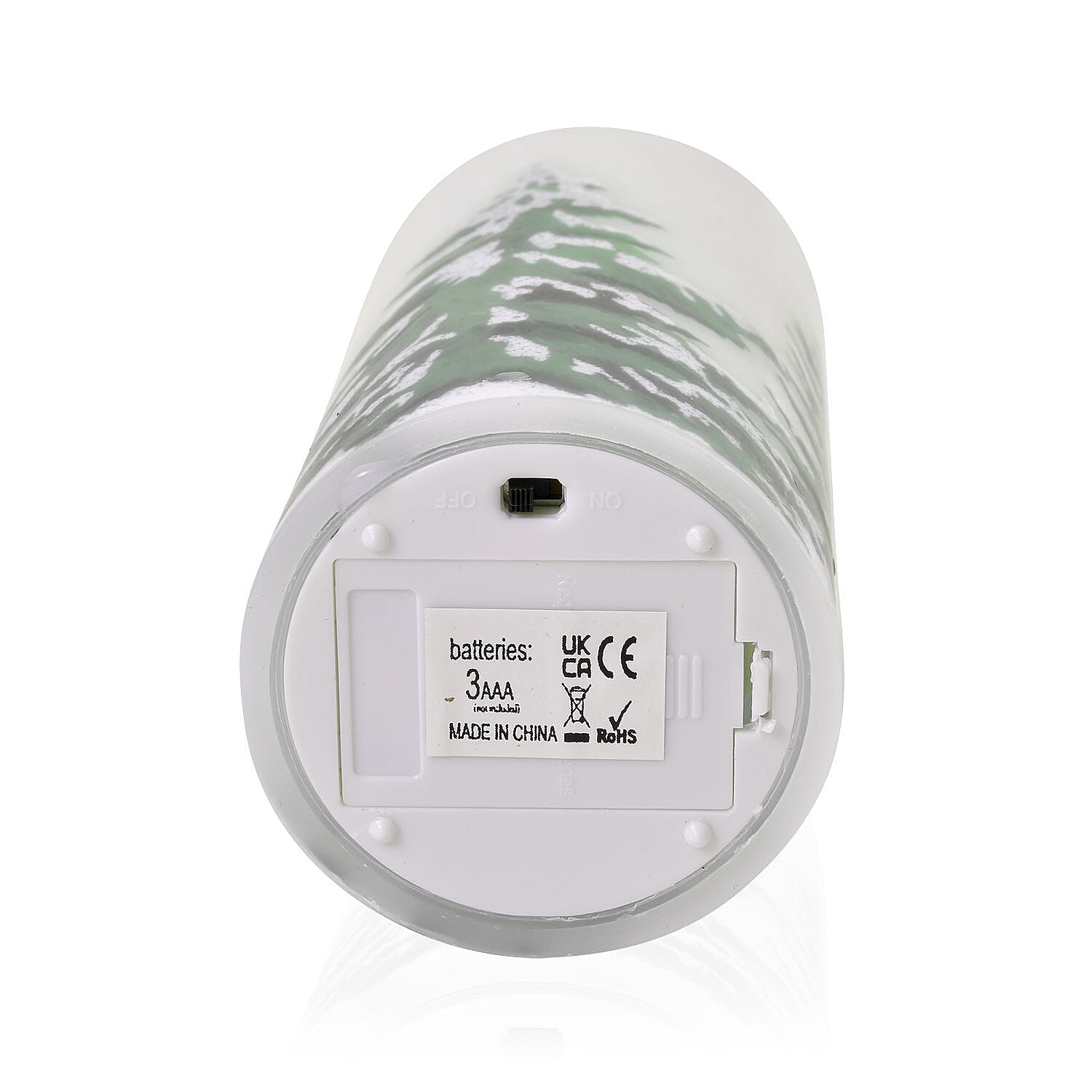 Set of 3 - Homesmart Snow Tree Pattern LED 12 Colour Change Candle with Remote - White & Green