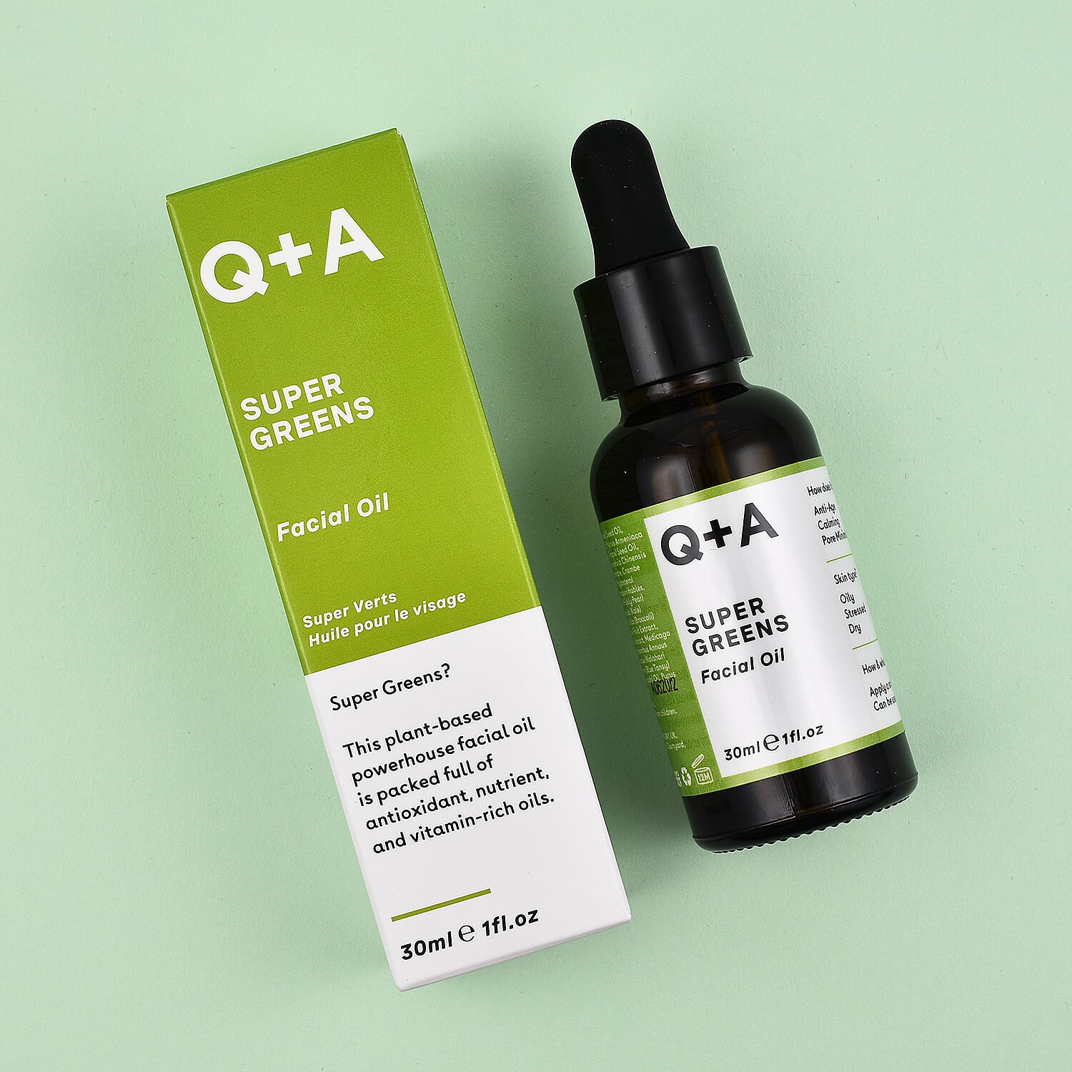 Best Ever Price Q-A Super Greens Facial Oil - 30ml (Set of Two)