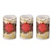 Set of 3 - Homesmart Poinsettia Plant Pattern LED 12 Colour Change Candle with Remote - Red