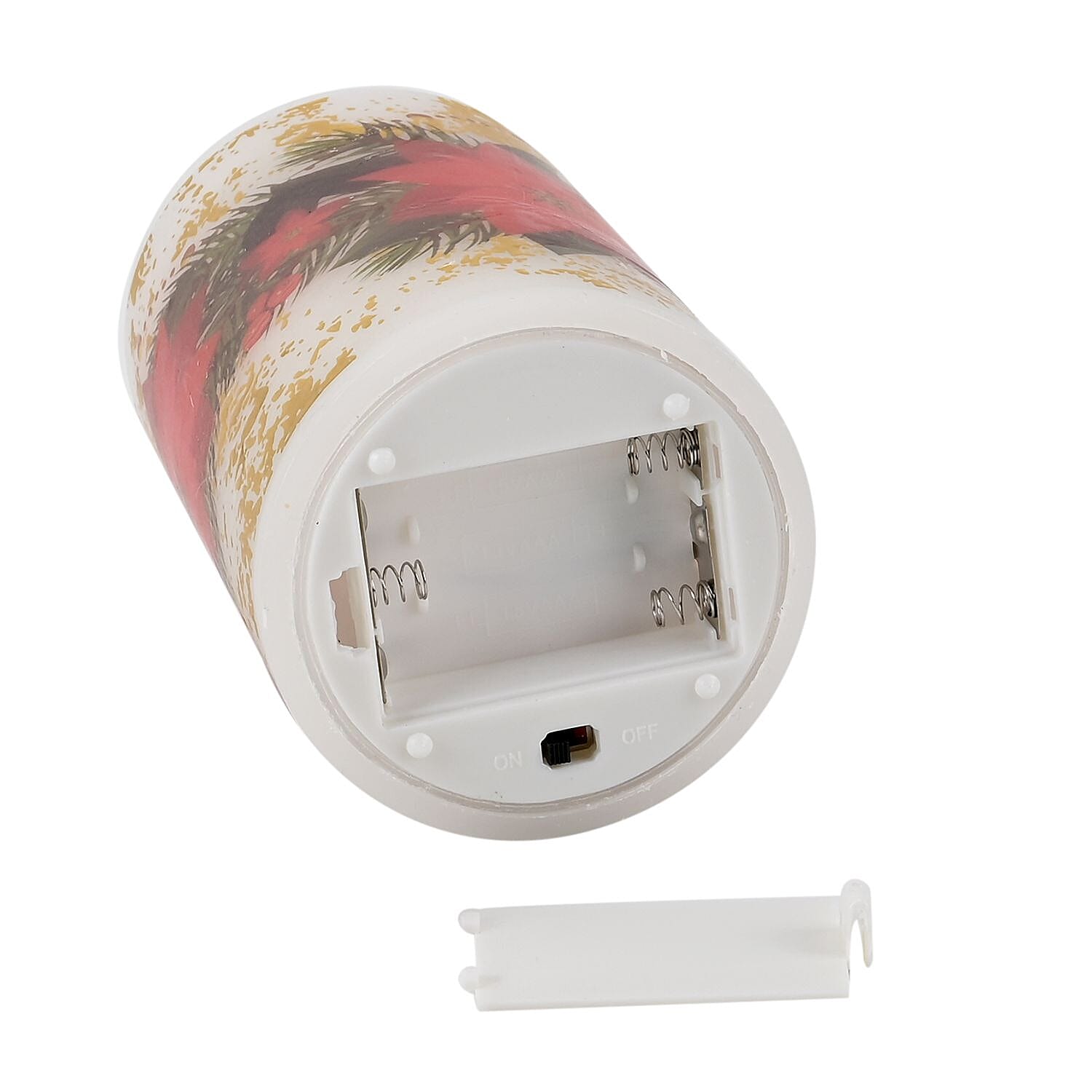 Set of 3 - Homesmart Poinsettia Plant Pattern LED 12 Colour Change Candle with Remote - Red