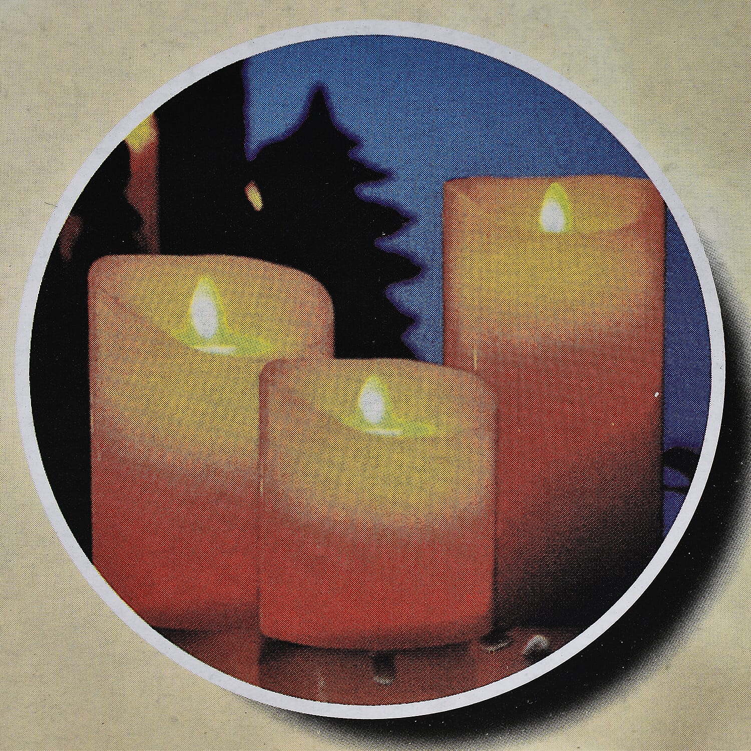 Set of 3 - Homesmart Poinsettia Plant Pattern LED 12 Colour Change Candle with Remote - Red