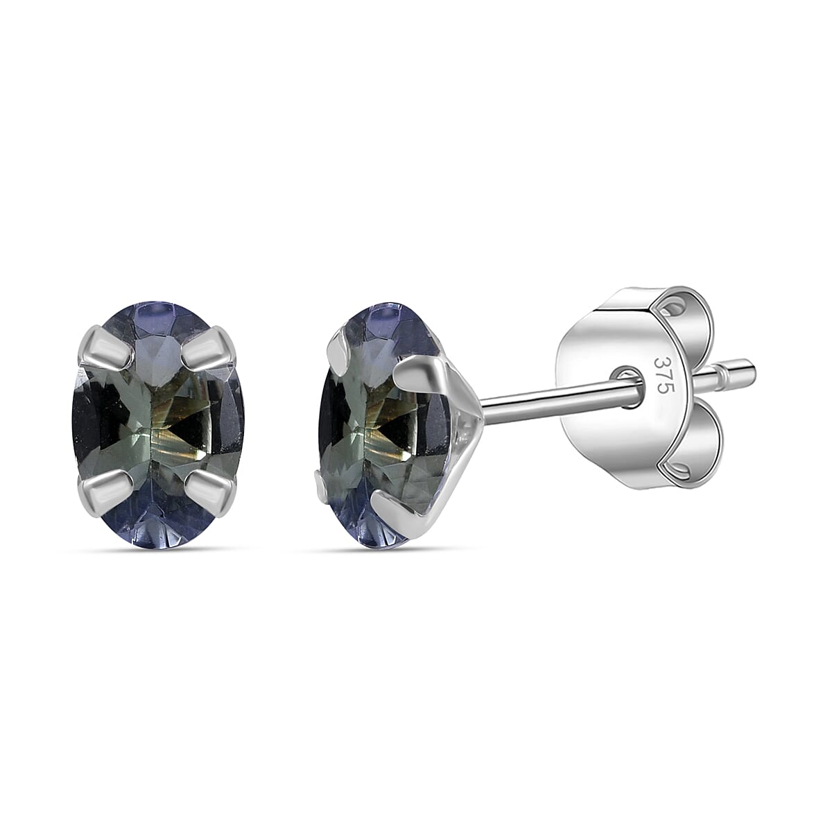 9K White Gold  AA   Green Tanzanite  Earring 0.90 ct,  Gold Wt. 0.25 Gms  0.900  Ct.