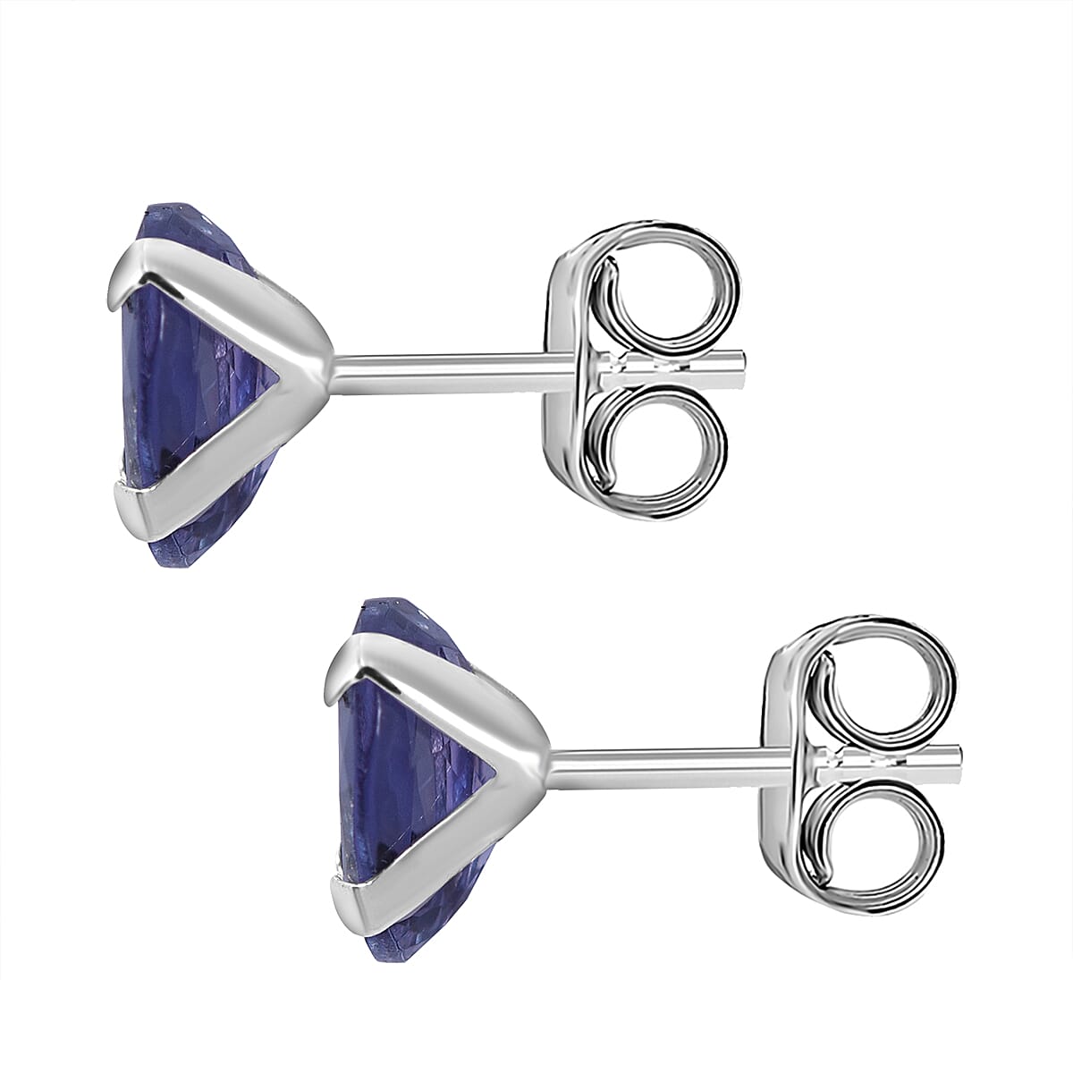 9K White Gold Peacock Tanzanite Stud Earrings