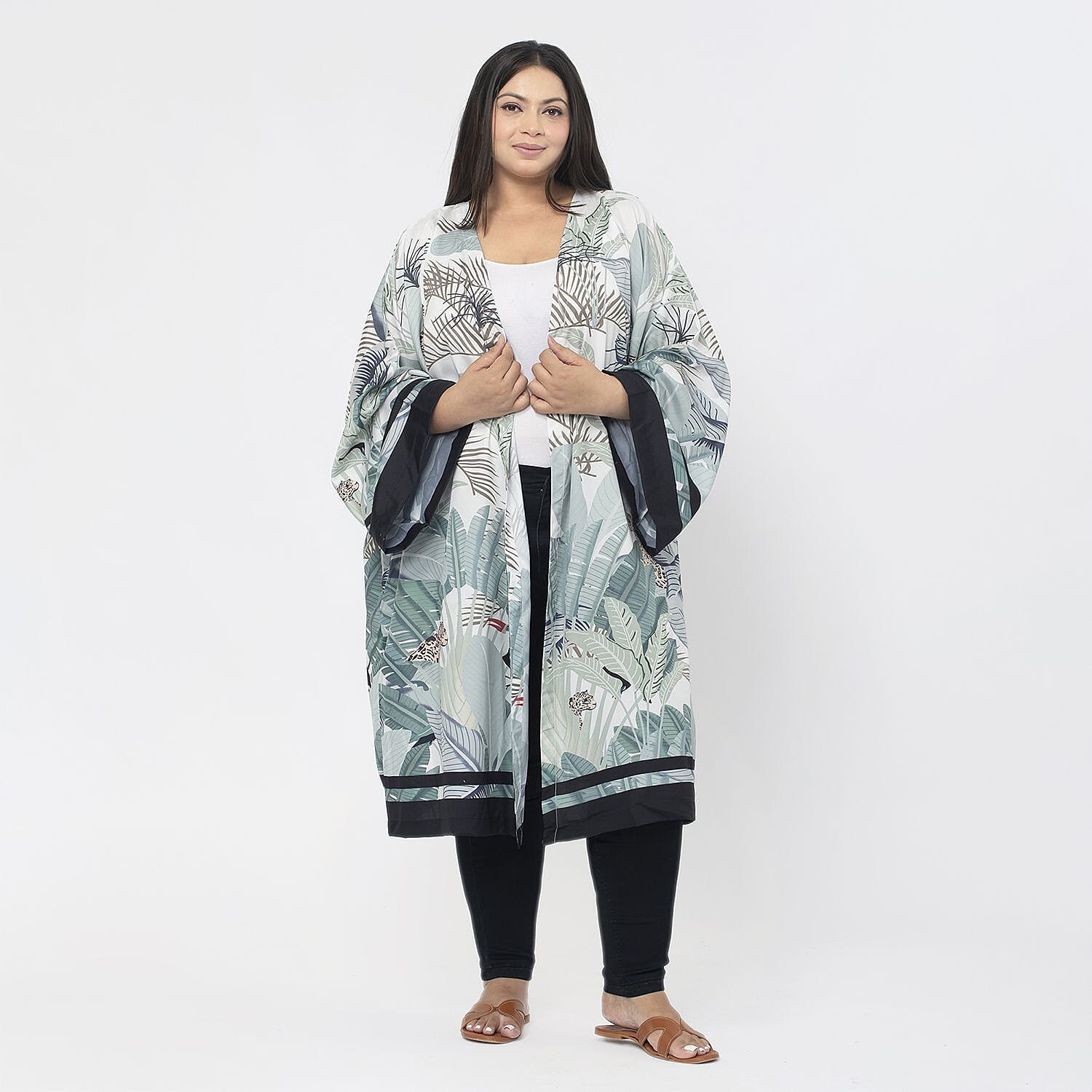 Tamsy Printed Kimono (Size S) - Green