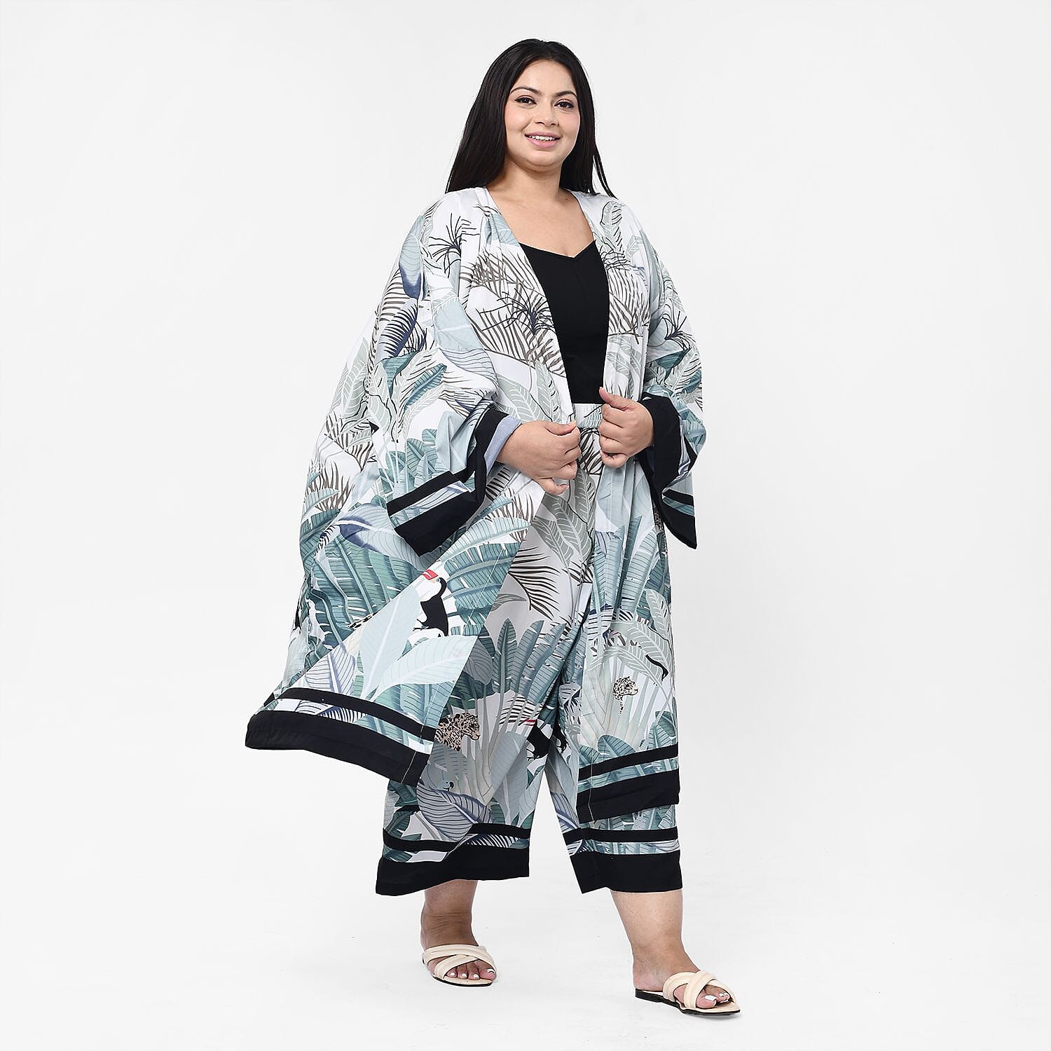 Tamsy Printed Kimono (Size M) - Green