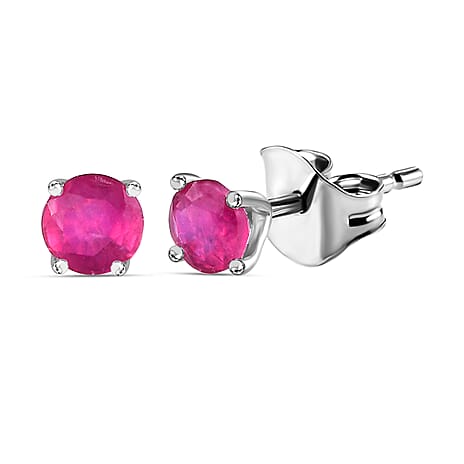 Ruby Solitaire Stud Earrings in Sterling Silver Ruby Solitaire Stud Earrings in Sterling Silver