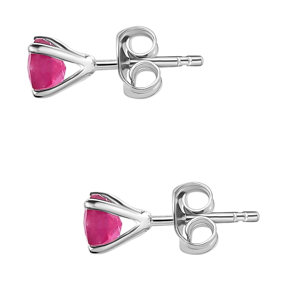 Ruby Solitaire Stud Earrings in Sterling Silver