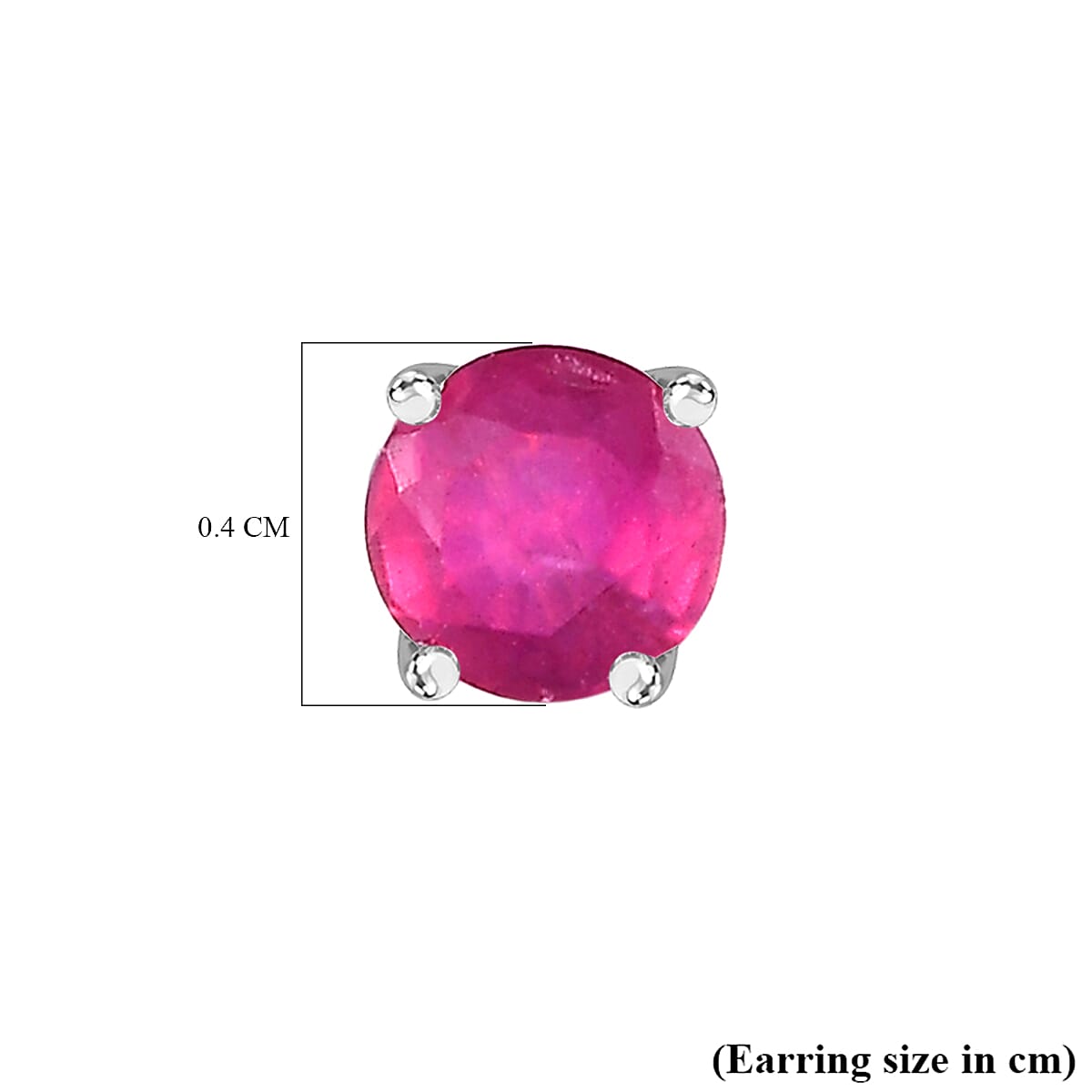Ruby Solitaire Stud Earrings in Sterling Silver