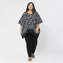 Tamsy 100% Polyester Printed Kaftan (Size S) - Pink & Off White