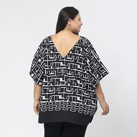 Tamsy Printed Top(Size M) - Black - White