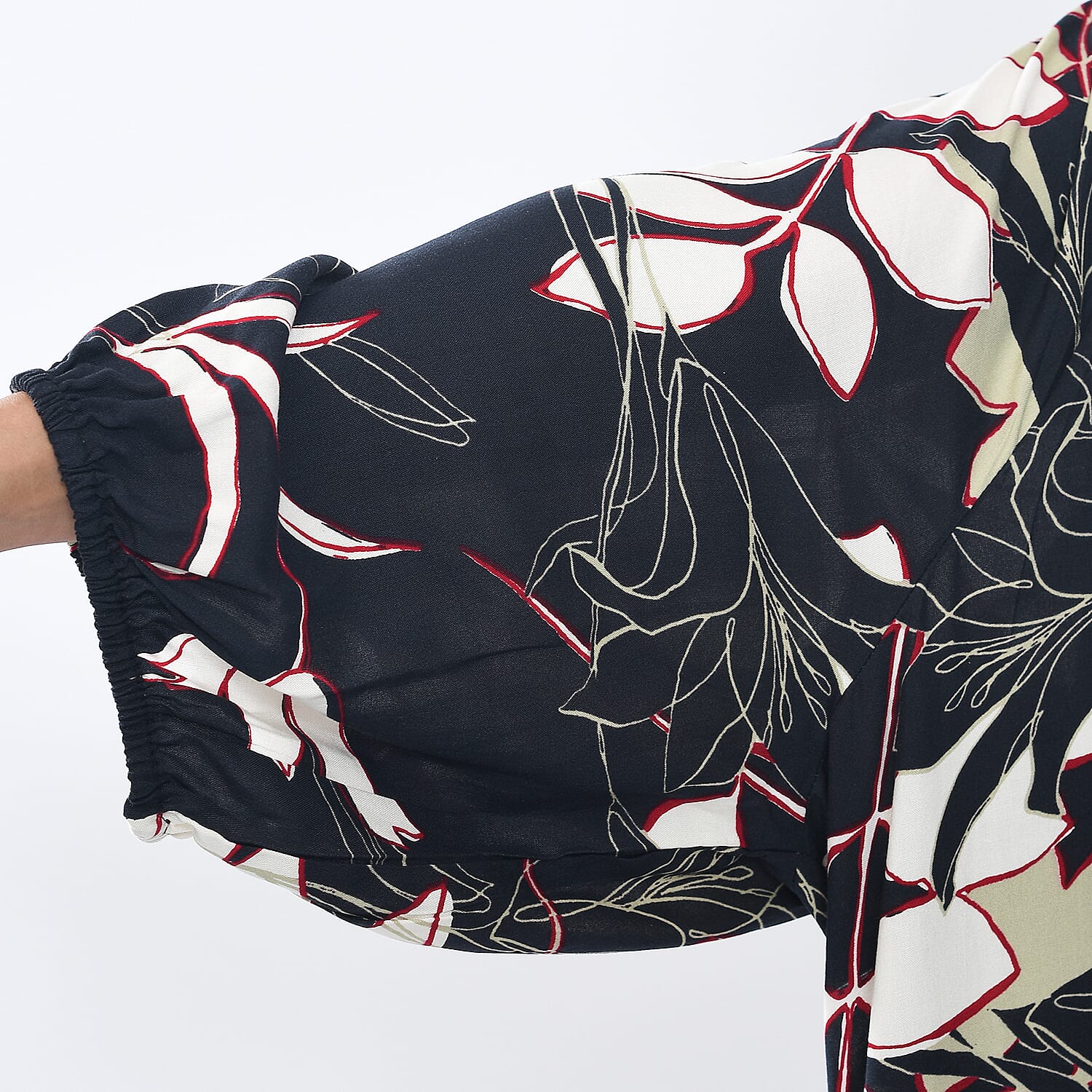 Tamsy Viscose Printed Dress (Size 100x1 cm) - Black & Blue