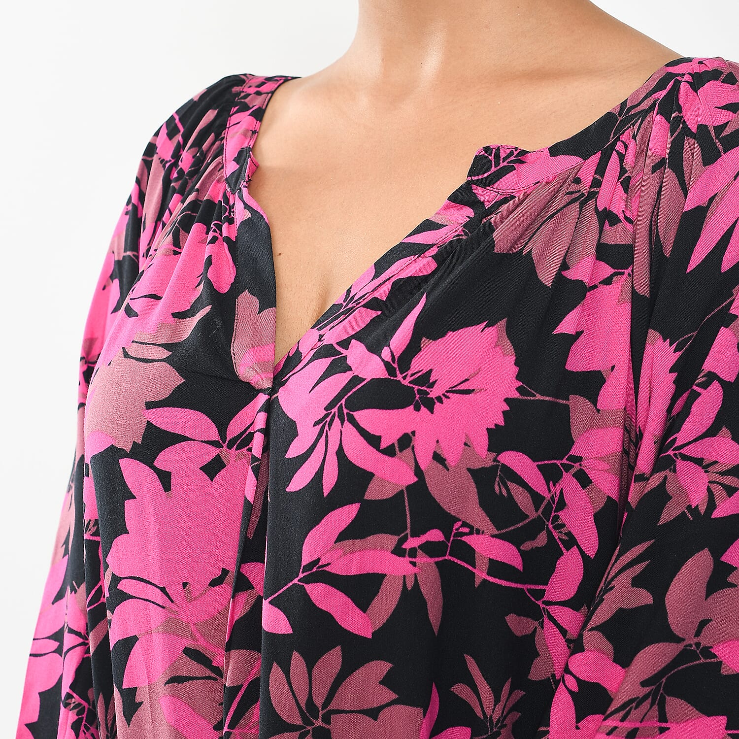 Tamsy Viscose Printed Dress (Size 100x1 cm) - Black & Blue