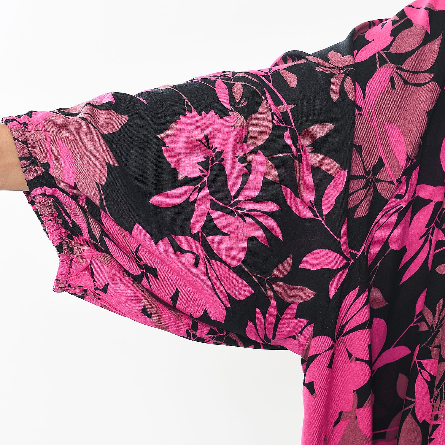 Tamsy Viscose Printed Dress (Size 100x1 cm) - Black & Blue