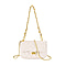 Designer Inspired Quilted Pattern Crossbody Bag with Shoulder Chain Strap - White