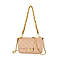 Designer Inspired Quilted Pattern Crossbody Bag with Shoulder Chain Strap - Khaki