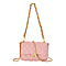 Designer Inspired Quilted Pattern Crossbody Bag with Shoulder Chain Strap - Pink