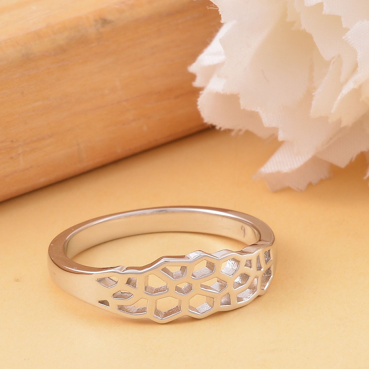 Lucy Q Honeycomb Collection - Rhodium Overlay Sterling Silver Ring