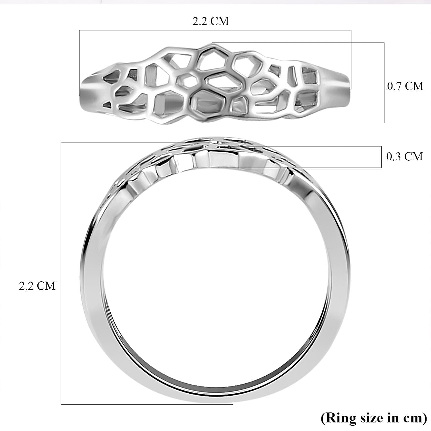 Lucy Q Honeycomb Collection - Rhodium Overlay Sterling Silver Ring