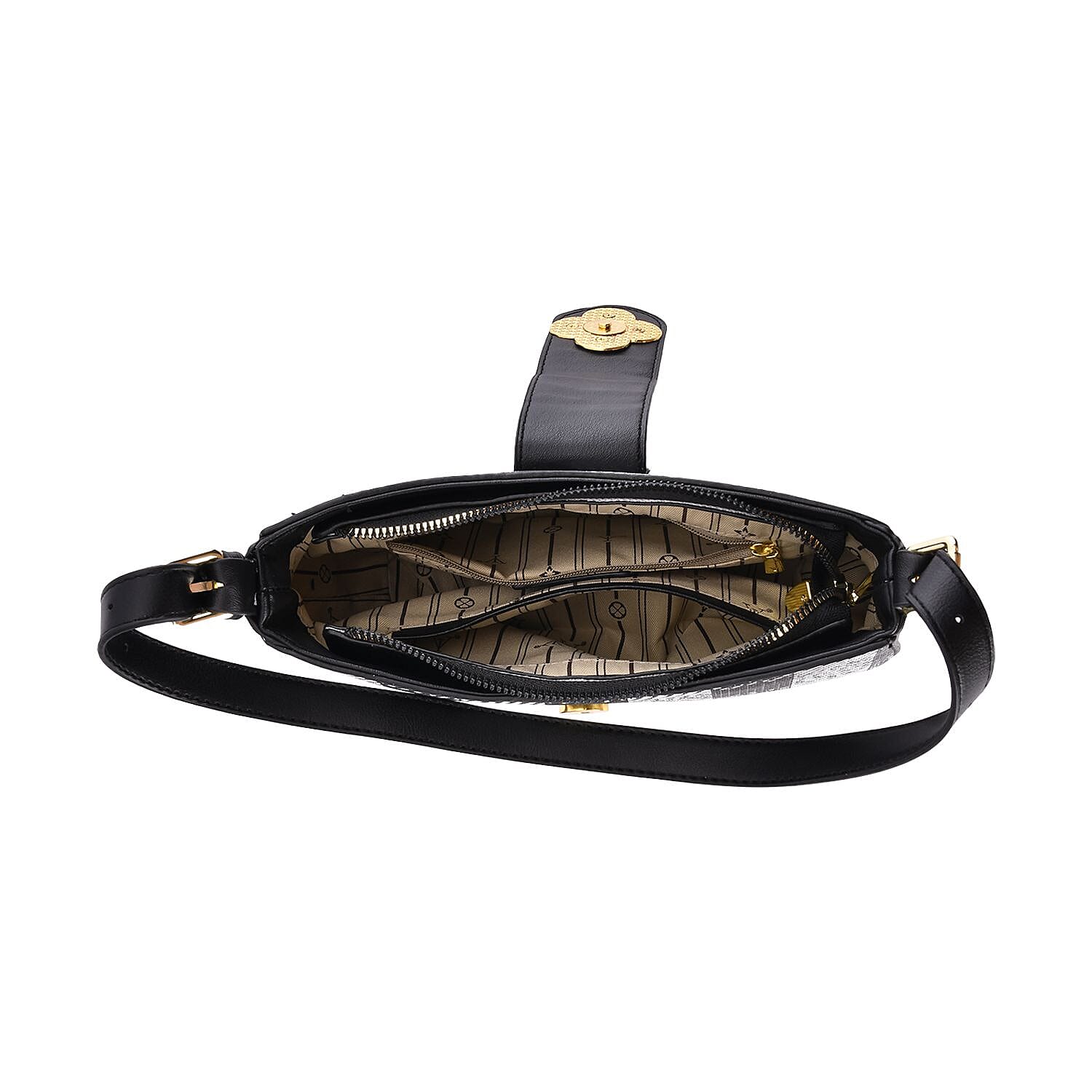 Closeout Deal Checkered Pattern Shoulder Bag - Black & White