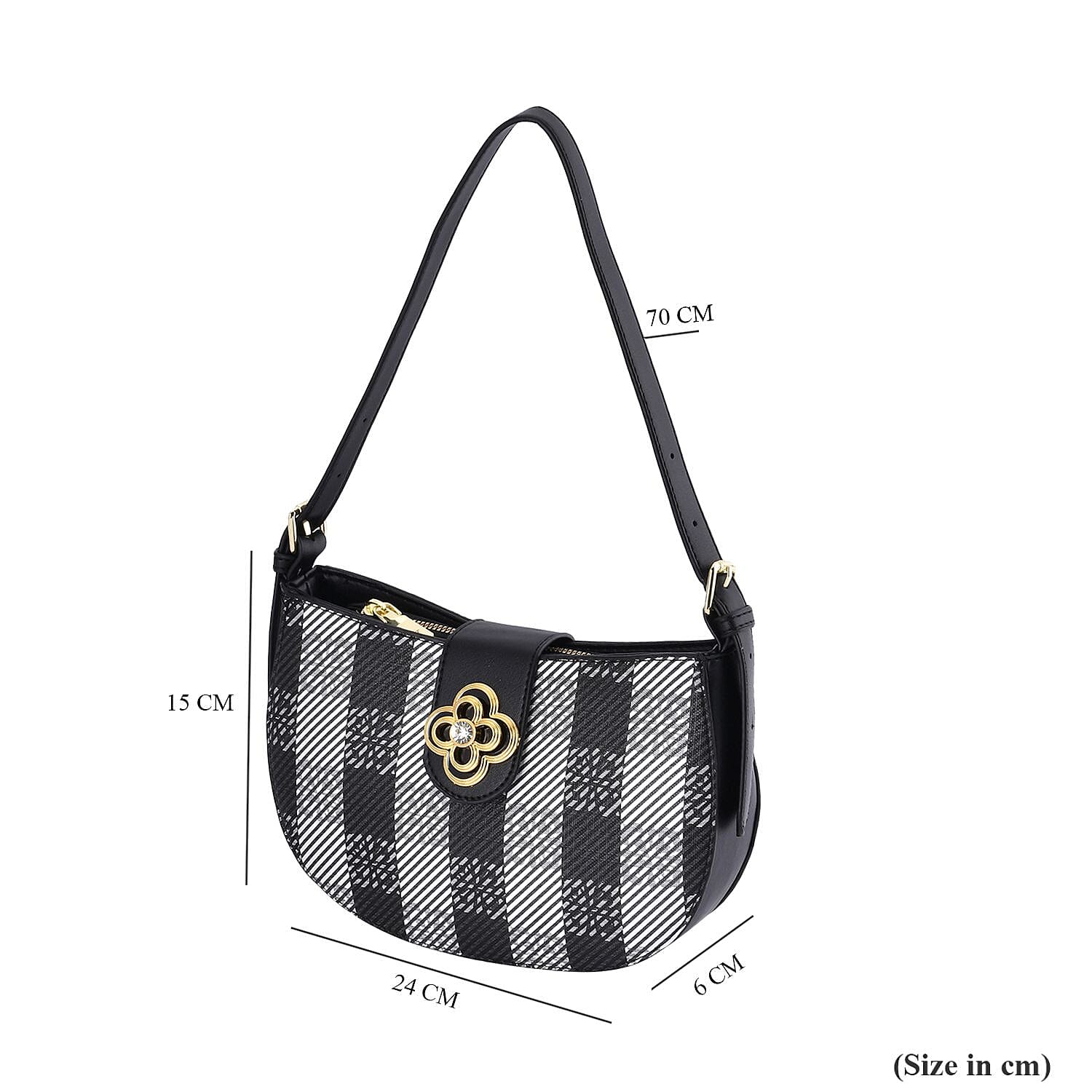 Closeout Deal Checkered Pattern Shoulder Bag - Black & White