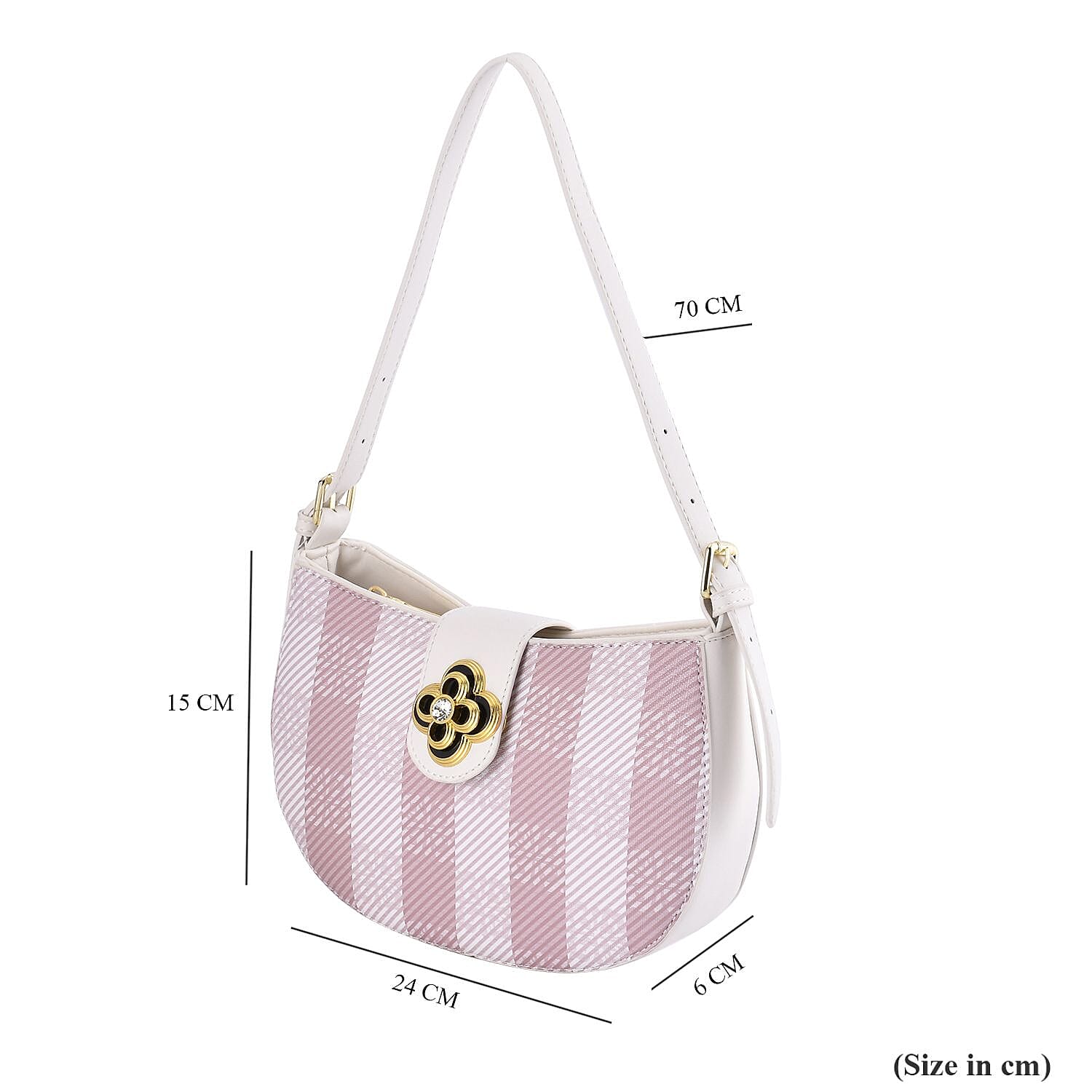 Closeout Deal Checkered Pattern Shoulder Bag - Pink - White