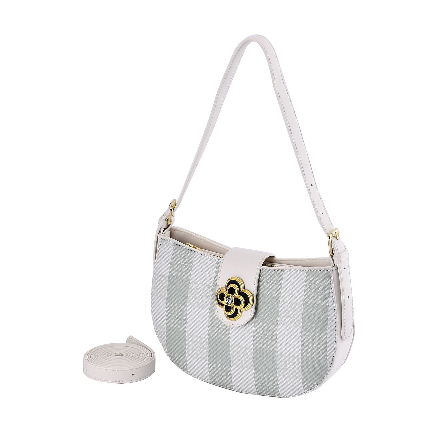 Closeout Deal Checkered Pattern Shoulder Bag - Camel - Green