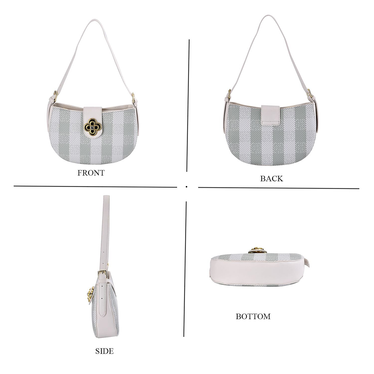 Closeout Deal Checkered Pattern Shoulder Bag - Camel - Green