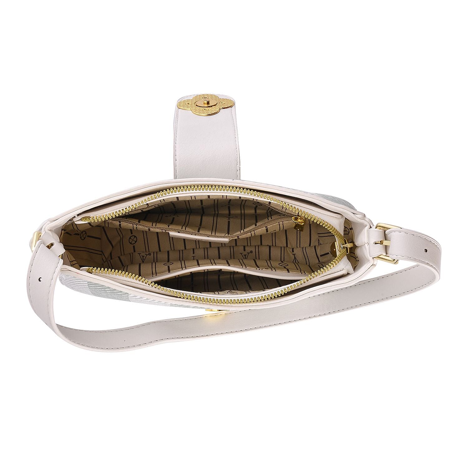 Closeout Deal Checkered Pattern Shoulder Bag - Camel - Green