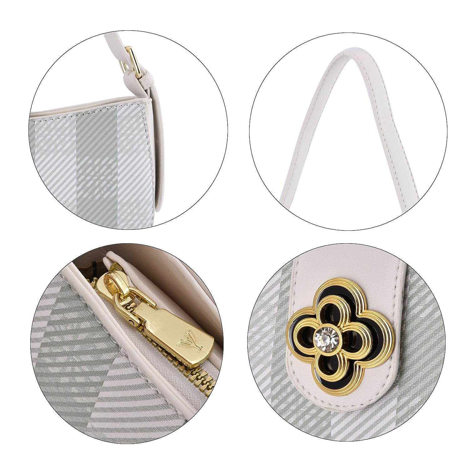 Closeout Deal Checkered Pattern Shoulder Bag - Camel - Green