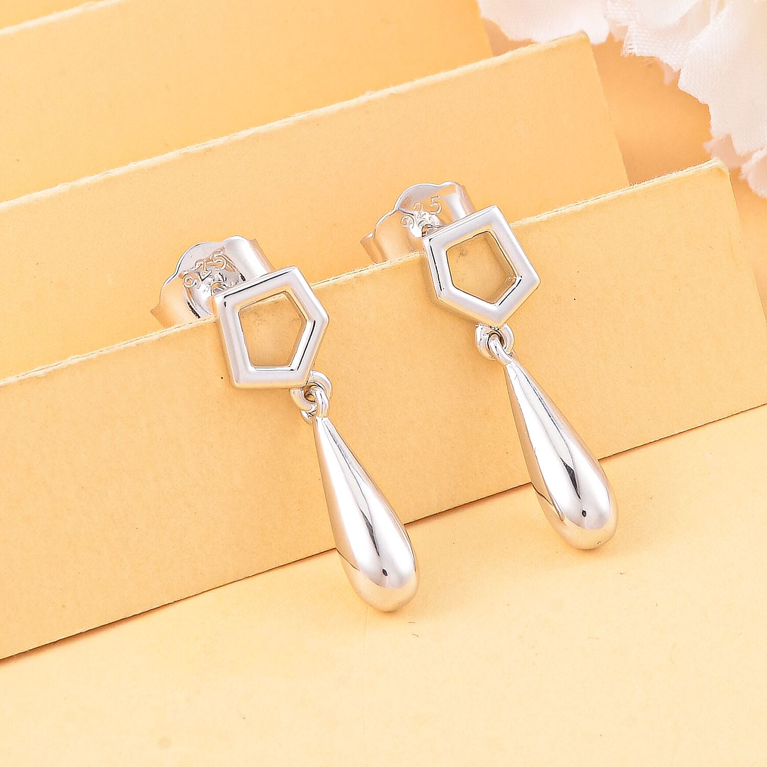 Honeycomb Collection - Rhodium Overlay Sterling Silver Earrings