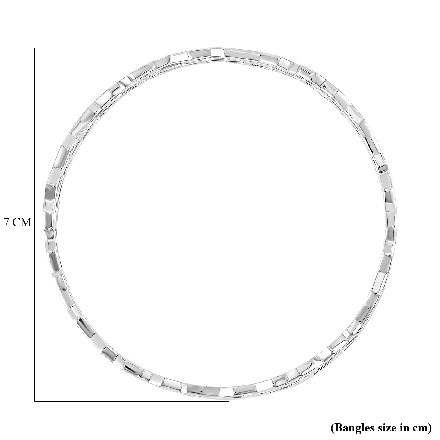 Lucy Q Honeycomb Collection - Rhodium Overlay Sterling Silver Honeycomb Bangle (Size 7.5)