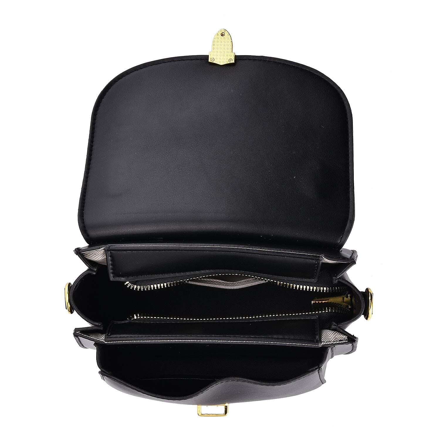 Closeout Deal Top Handle Crossbody Bag with Detachable Strap - Black