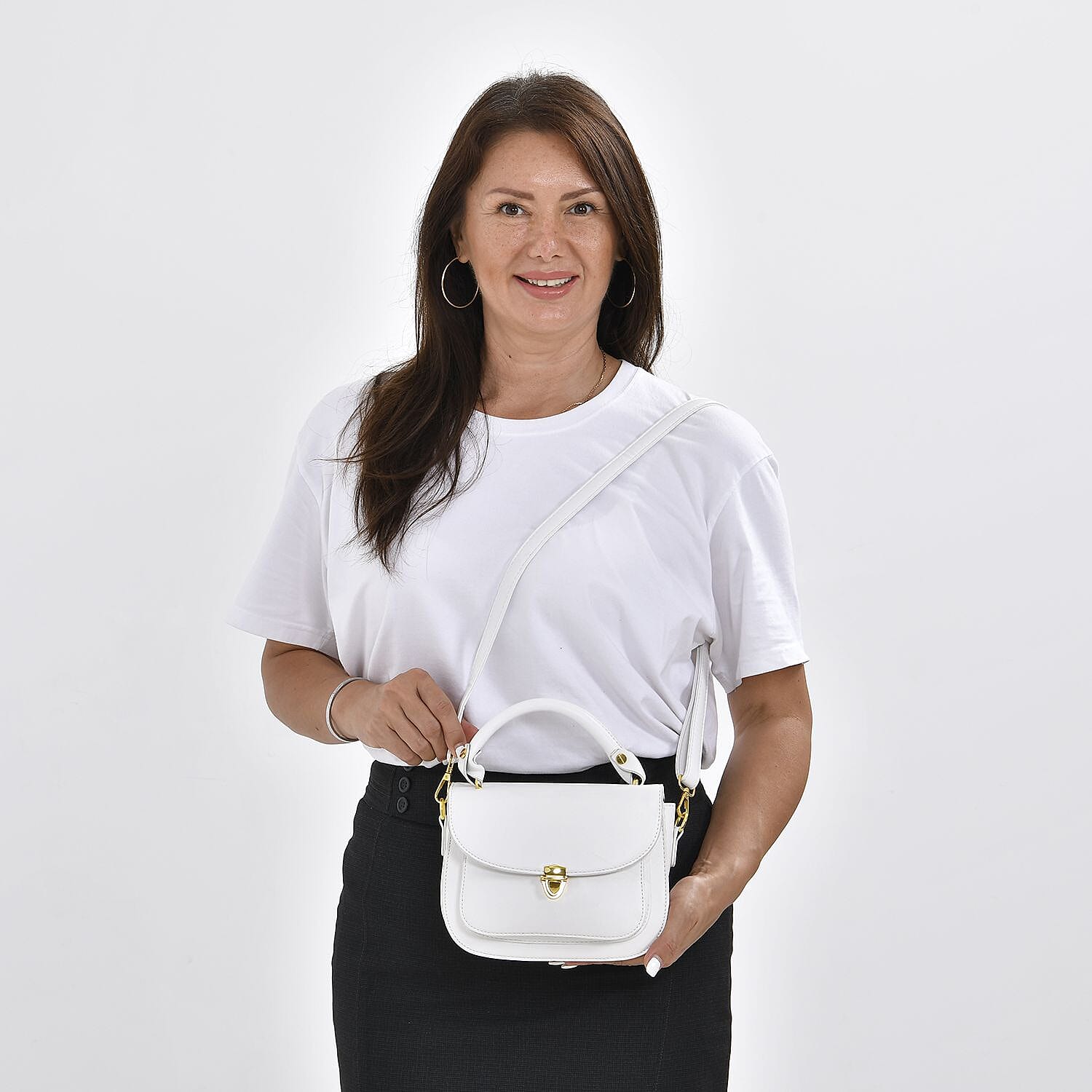 Closeout Deal Top Handle Crossbody Bag with Detachable Strap - Pink