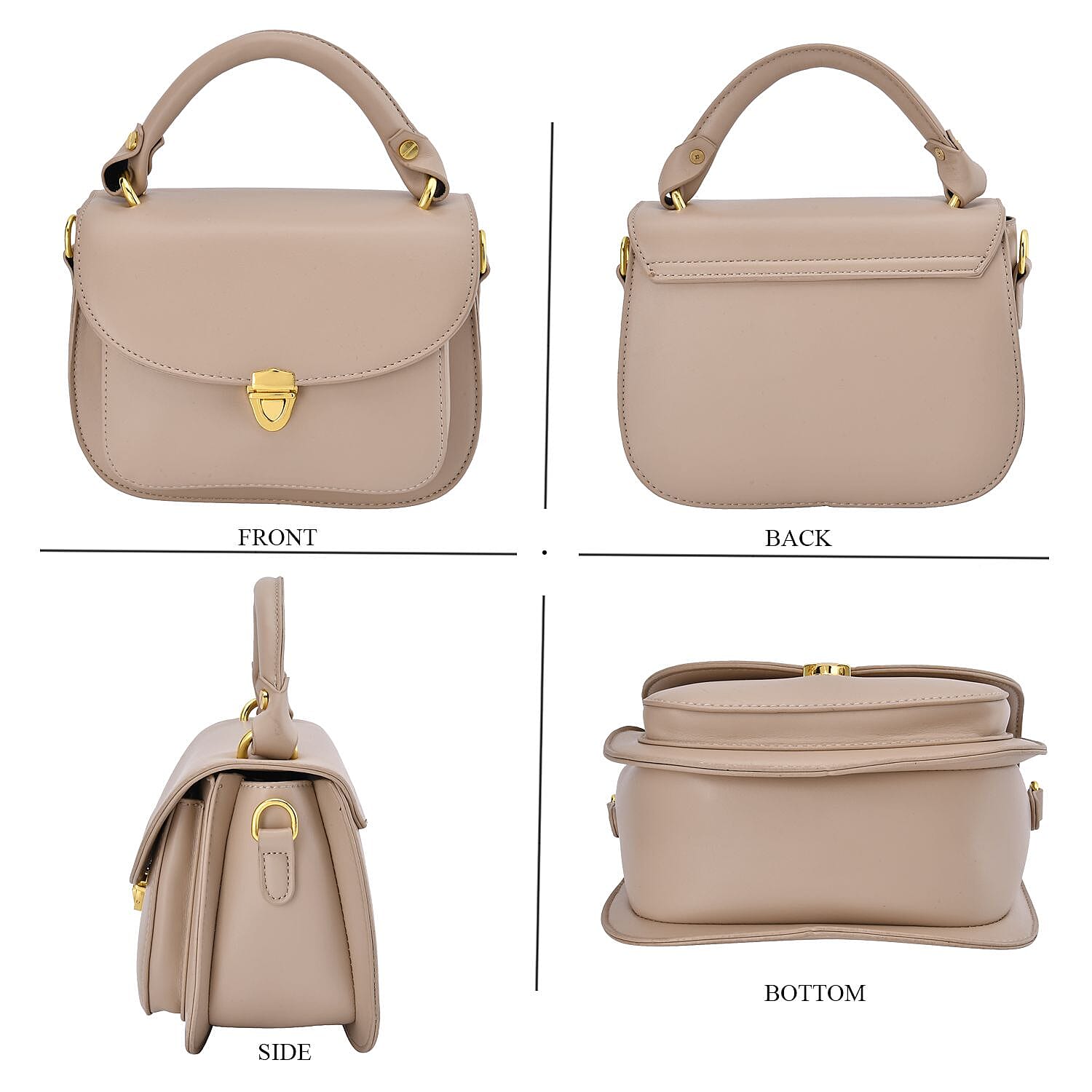 Closeout Deal Top Handle Crossbody Bag with Detachable Strap - Beige