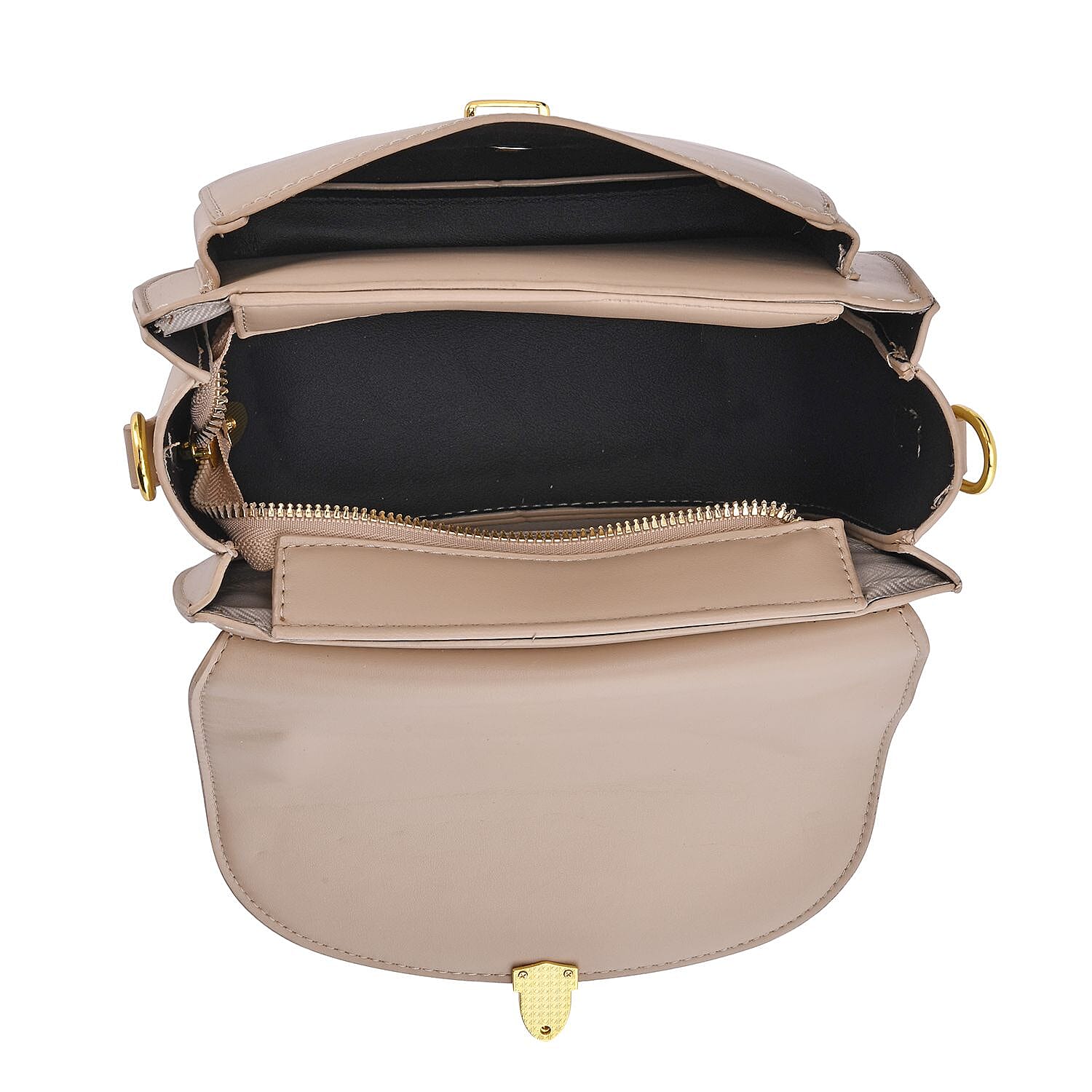Closeout Deal Top Handle Crossbody Bag with Detachable Strap - Beige