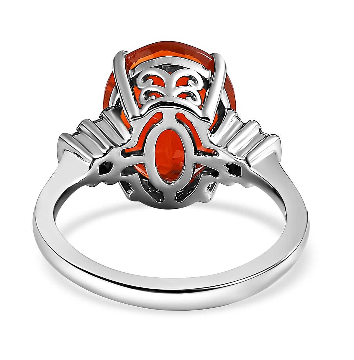 RHAPSODY 950 Platinum AAAA Salamanca Fire Opal 3.25 Ct.) and Diamond (VS - E-F) Ring 3.32 Ct, Platinum Wt. 5.47 Gms