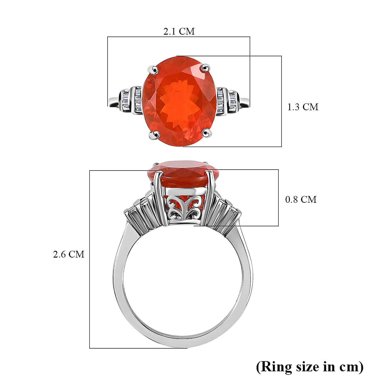 RHAPSODY 950 Platinum AAAA Salamanca Fire Opal 3.25 Ct.) and Diamond (VS - E-F) Ring 3.32 Ct, Platinum Wt. 5.47 Gms
