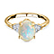 9K Gold Ethiopian Welo Opal and Moissanite Ring 1.45 Ct