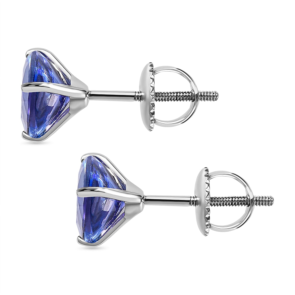 Signature Collection 950 Platinum AAA Tanzanite Stud Earrings 2.50 Ct.