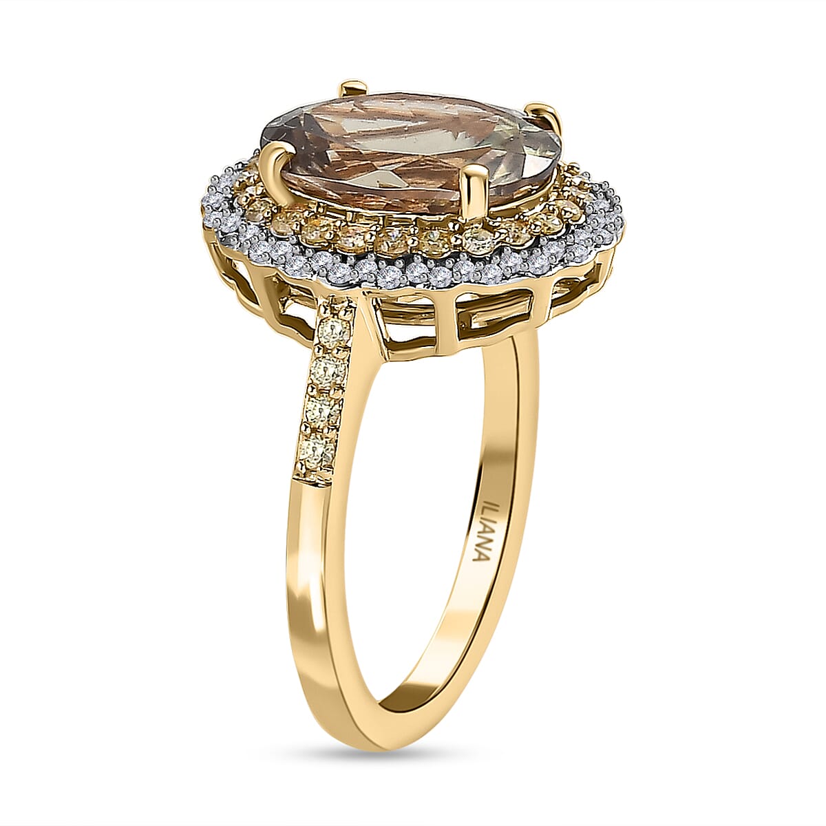 Collectors Edition - 18K Yellow Gold AAAA Turkizite (4.10 Ct), Natural Yellow Diamond (SI) and White Diamond (SI-GH) Ring 4.50 Ct