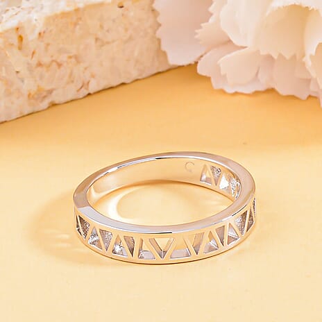 Rachel Galley Geo Traingle Collection - Rhodium Overlay Sterling Silver Ring