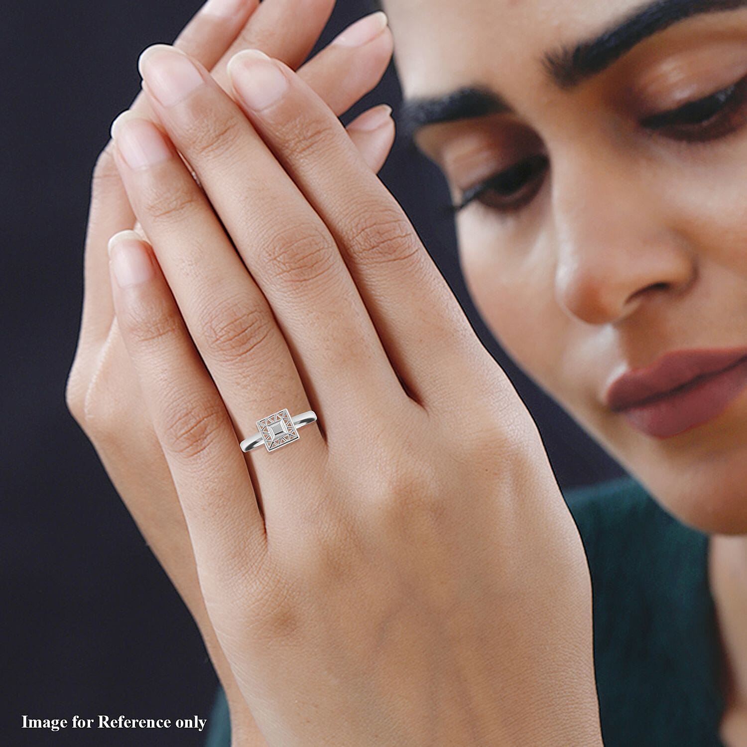 Rachel Galley Geo Traingle Collection - Rhodium Overlay Sterling Silver Ring, Silver Wt. 5 Gms