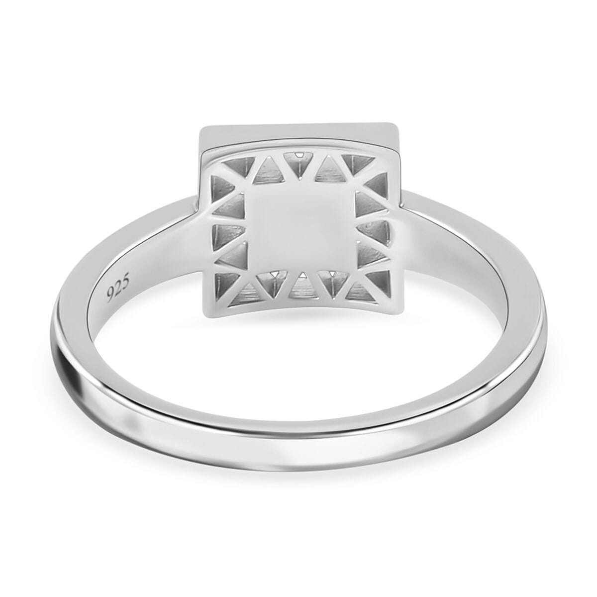 Rachel Galley Geo Traingle Collection - Rhodium Overlay Sterling Silver Ring, Silver Wt. 5 Gms