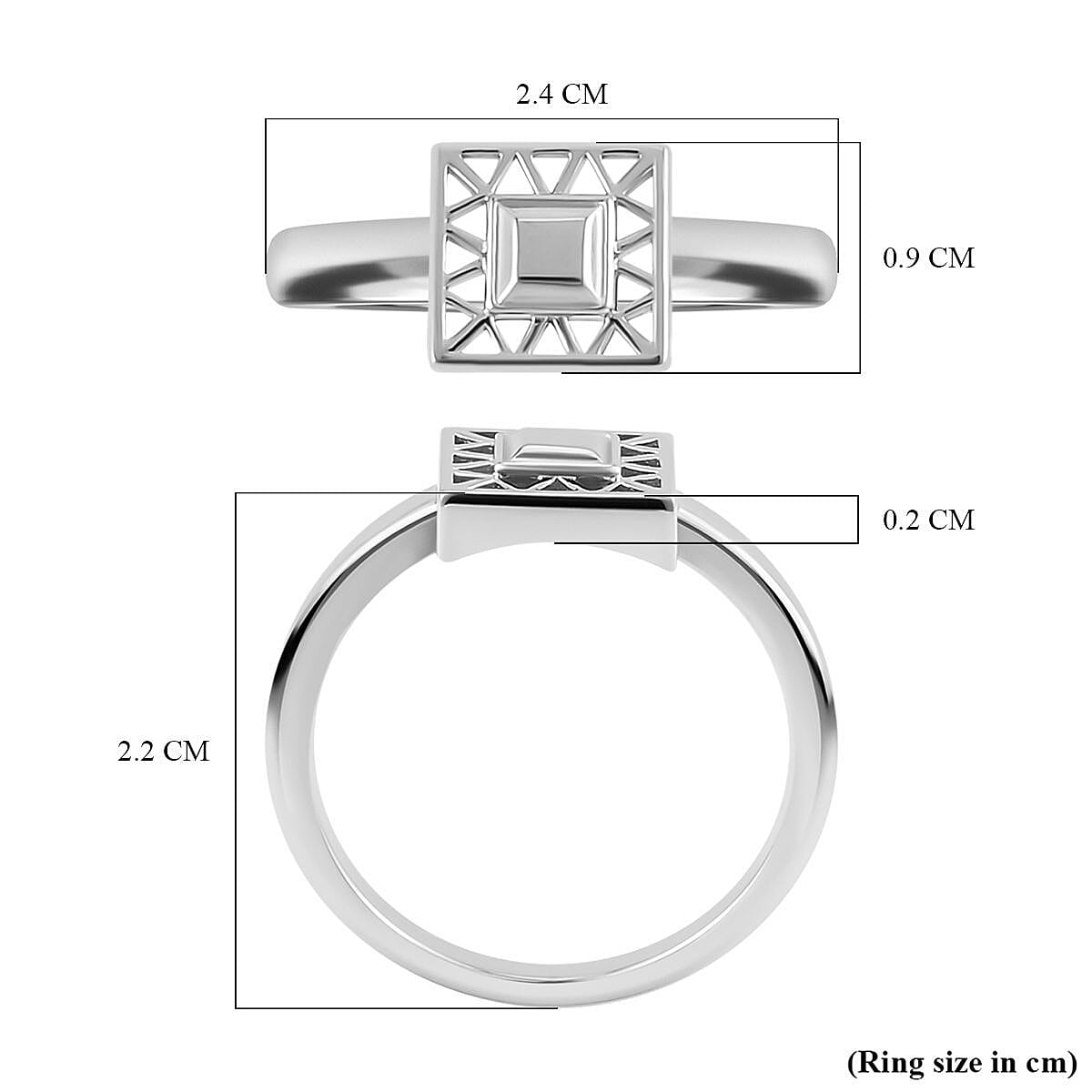 Rachel Galley Geo Traingle Collection - Rhodium Overlay Sterling Silver Ring, Silver Wt. 5 Gms